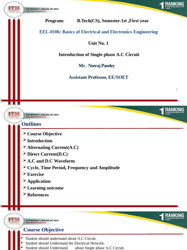 Single Phase AC Circuit Basics | PDF | Root Mean Square | Alternating ...