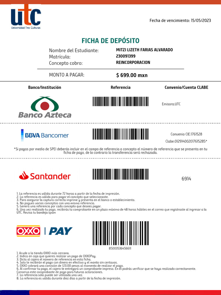 Ficha de Deposito de Pago 6 | PDF | Bancario | Dinero