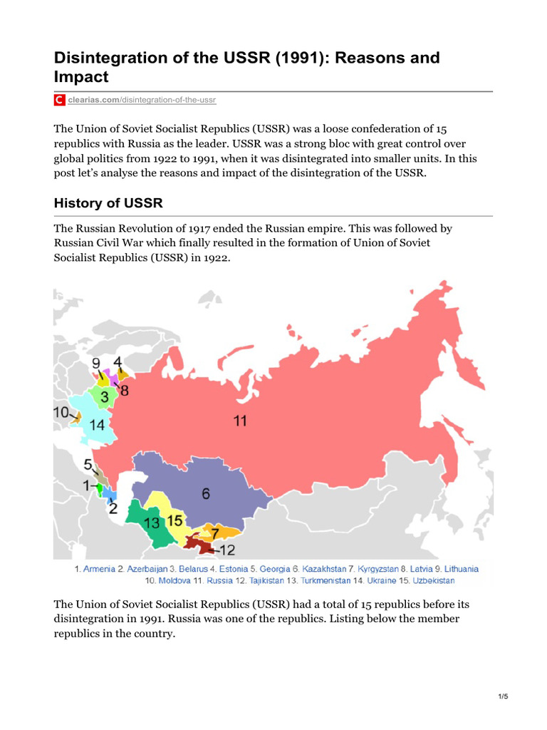 Disintegration of The USSR 1991 Reasons and Impact | PDF | Soviet Union ...