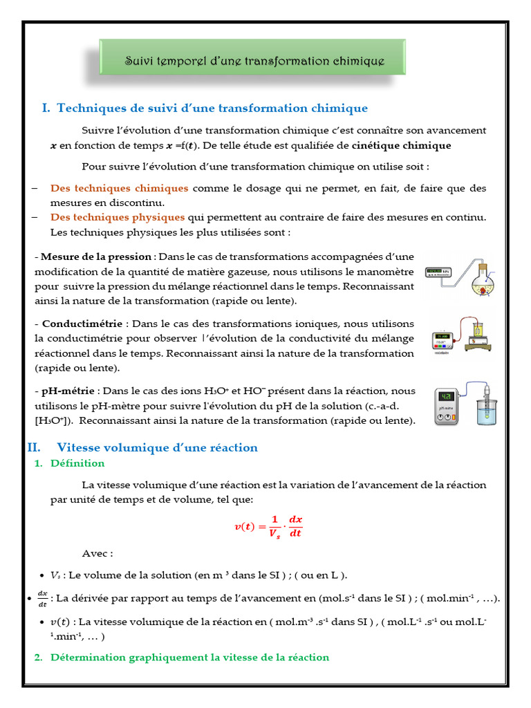 Suivi temporel d'une réaction chimique | PDF | Réactions chimiques ...