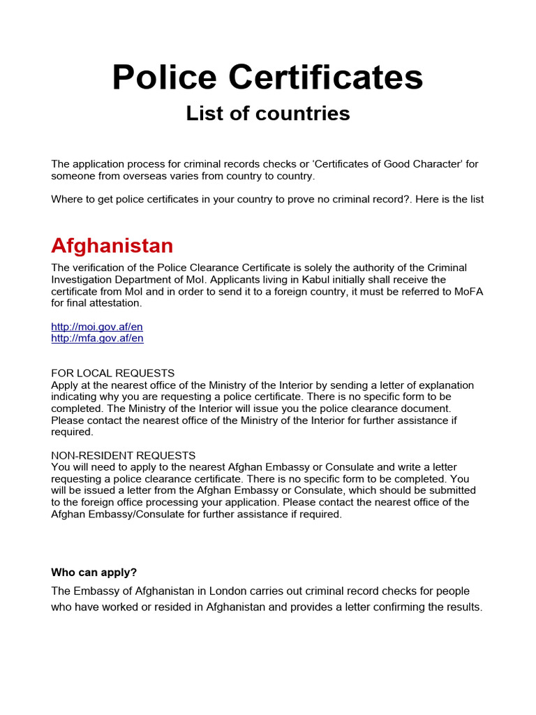 Police Certificates | PDF | Criminal Record | Identity Document