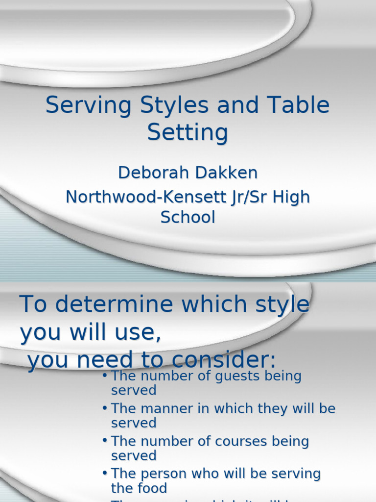 Meal Service Styles Explained | PDF | Tableware | Cooking
