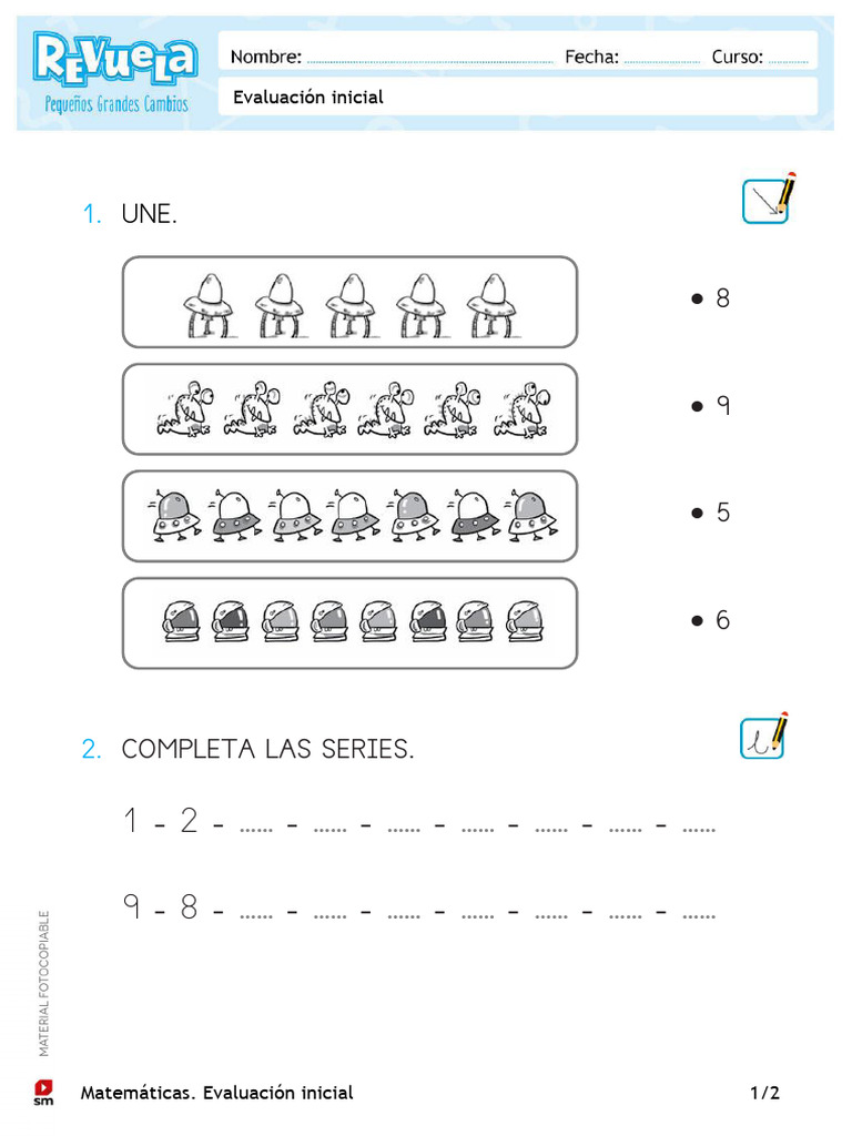 Evaluación Inicial Matemáticas 1º P | PDF