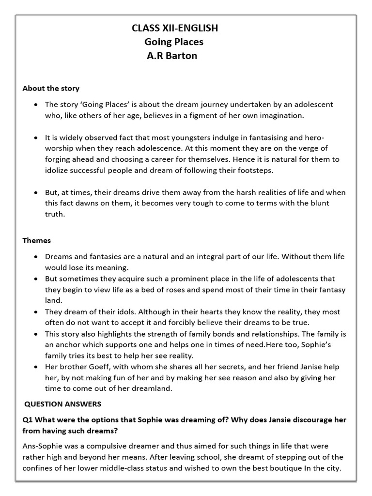 Going Places (notes) | PDF | Dream