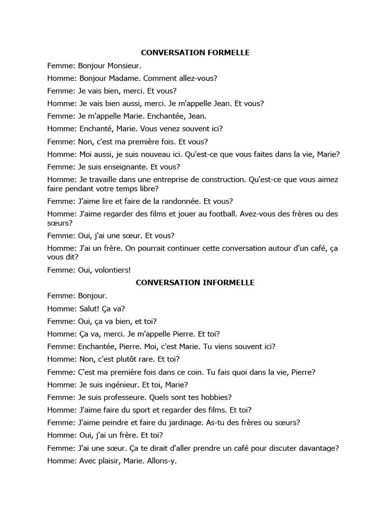 Conversation formelle et informelle | PDF | Développement personnel