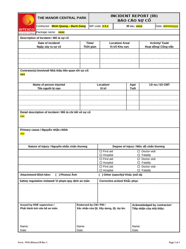 11 IR Form - Incident Report (Rev-1) | PDF