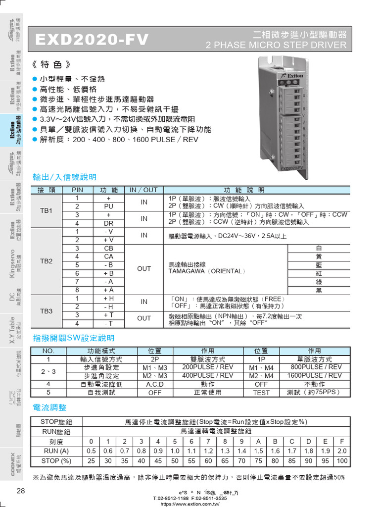 EXD2020 FV二相步進驅動器 | PDF