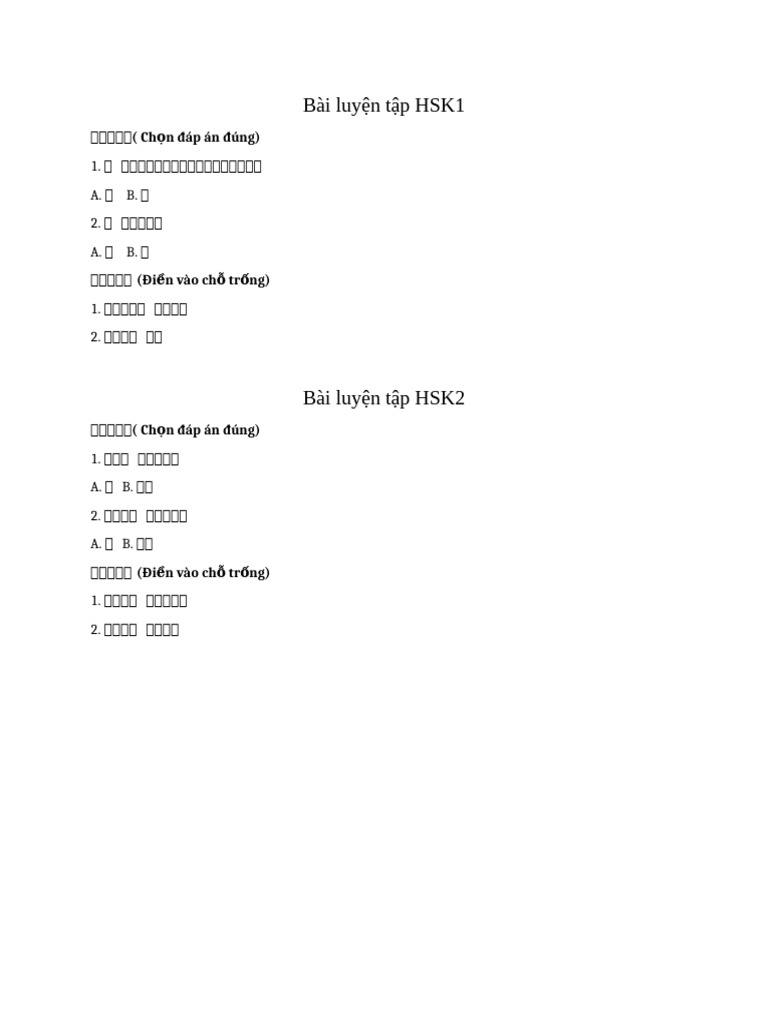 Bai tap hsk1 pdf