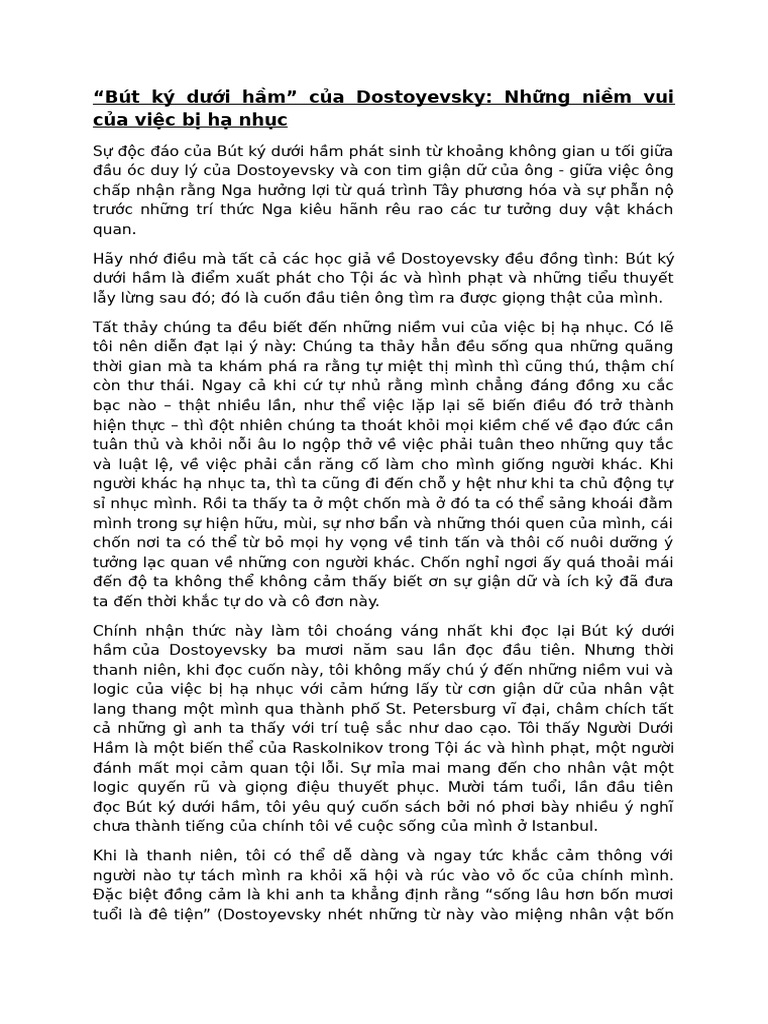 Bút Ký Dưới Hầm - Bình | PDF