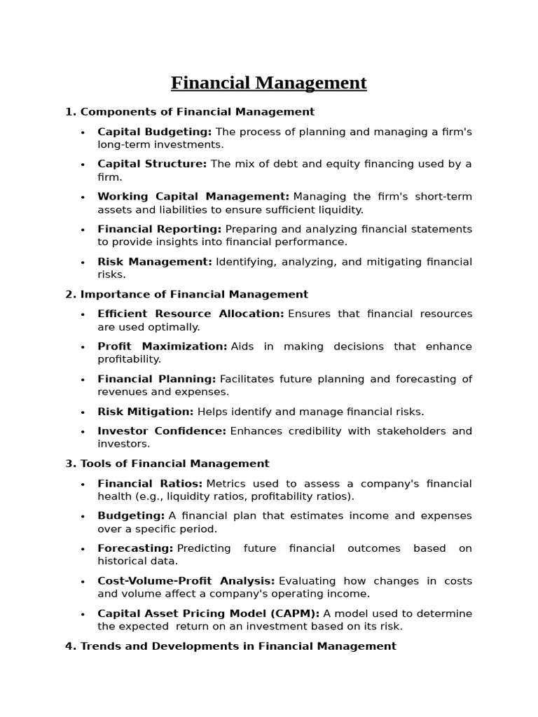 Key Components of Financial Management | PDF | Expense | Budget