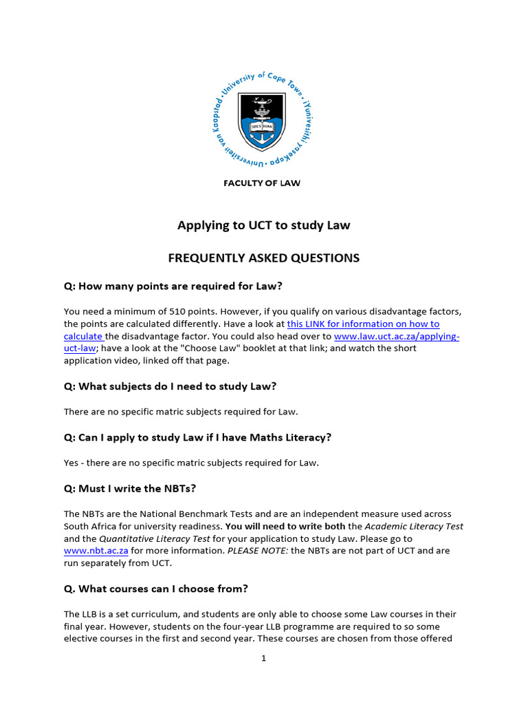 UCT Law Admission Requirements Guide | PDF | Postgraduate Education
