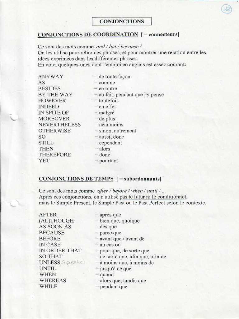 Conjunctions Connectors | PDF