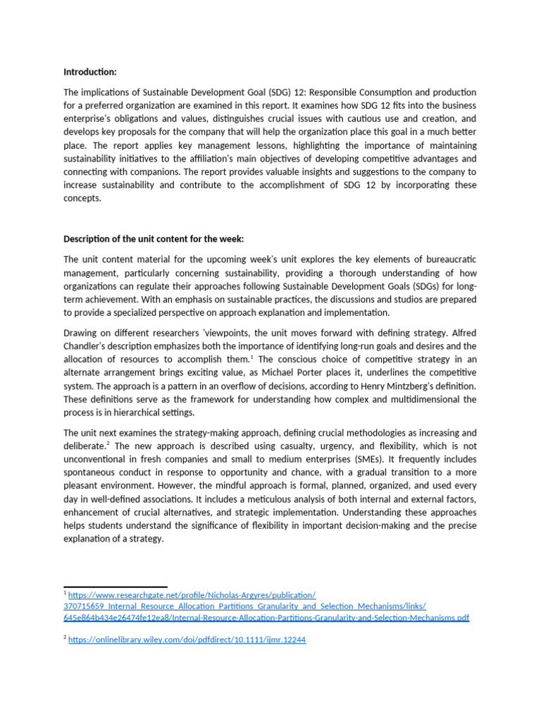 Answer (Report) | PDF | Sustainability | Competitive Advantage