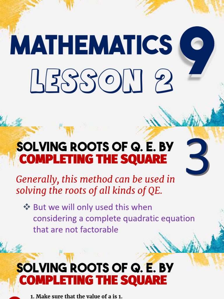 LESSON 2C Completing The Squares | PDF | Mathematical Analysis ...