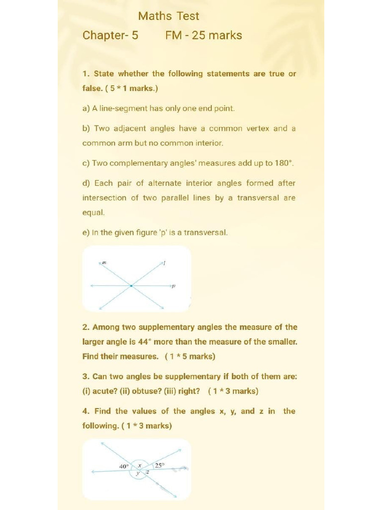 Maths Test - 5 | PDF