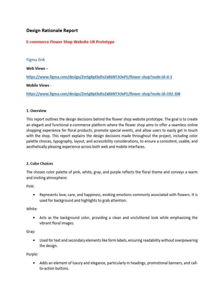 Flower Shop Website Design Rationale | PDF | Page Layout | Usability