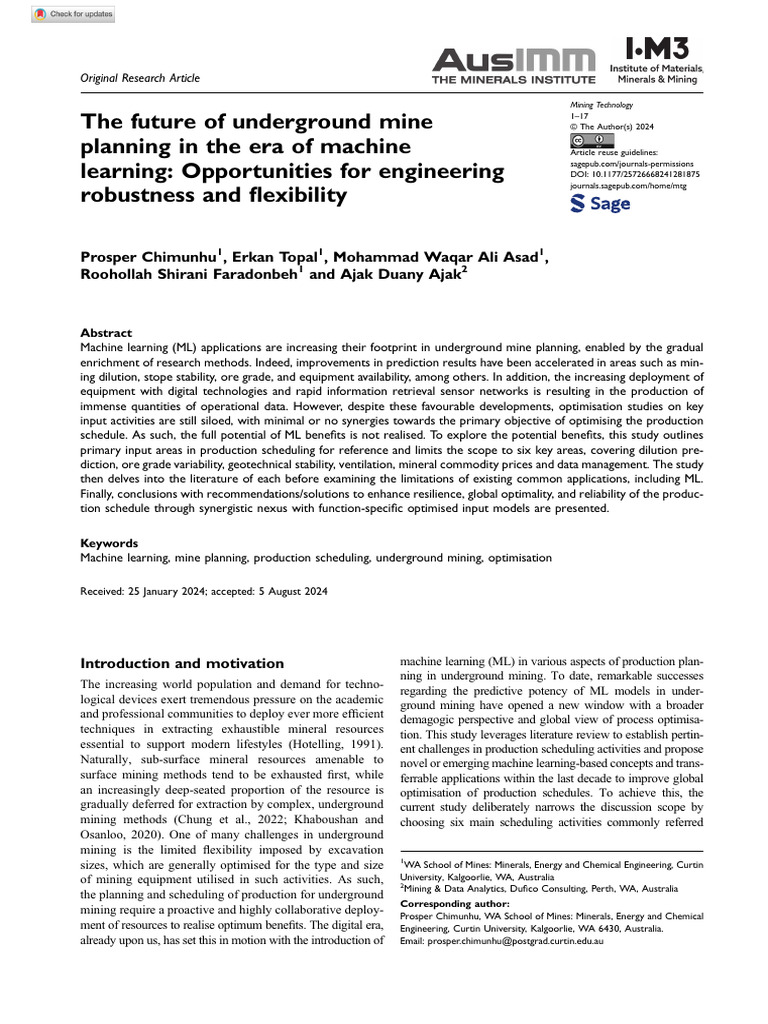 Machine Learning in Underground Mine Planning | PDF | Mining | Support ...
