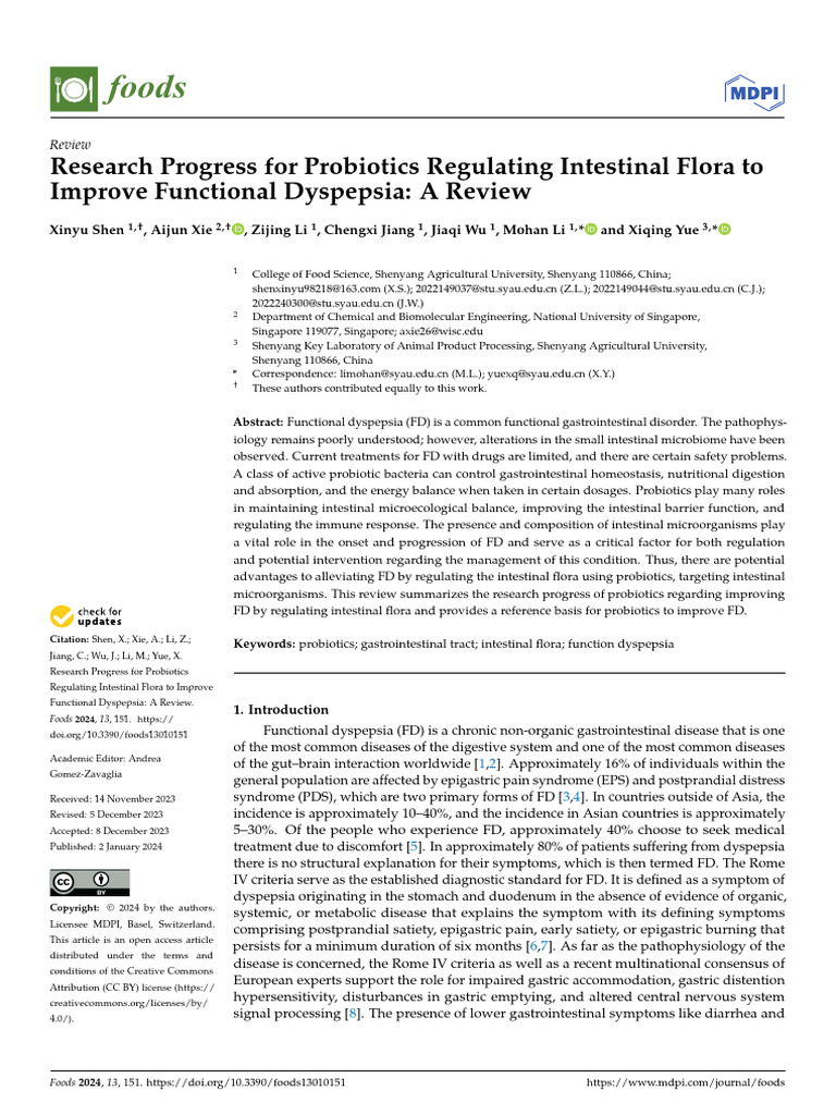 Foods 13 00151 | PDF | Probiotic | Gastrointestinal Tract
