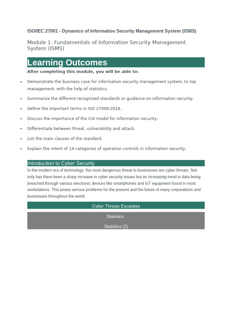 ISO/IEC 27001: ISMS Fundamentals Guide | PDF | Denial Of Service Attack ...