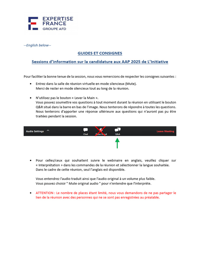 Instructions pour la session AAP 2025 | PDF