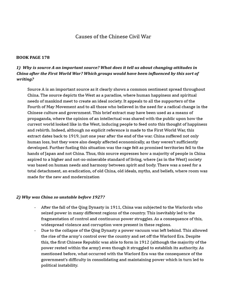 Causes of The Chinese Civil War | PDF | China | World Politics
