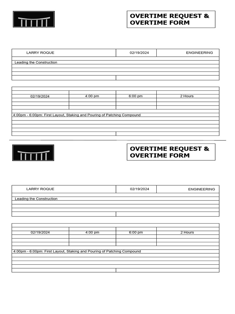 Overtime Request Form for Employees | PDF | Overtime | Payroll