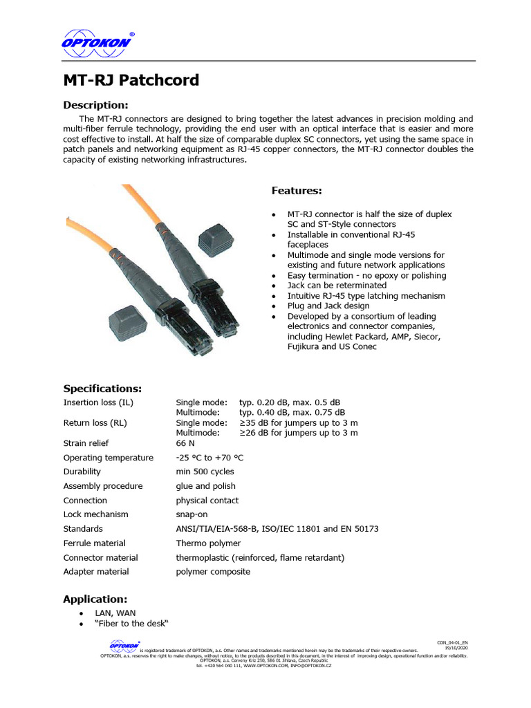 CON 04-01 EN-MT-RJ Patchcord | PDF | Electrical Connector ...