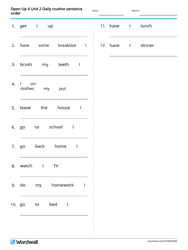 Daily Routine Sentence Order | PDF | Wellness