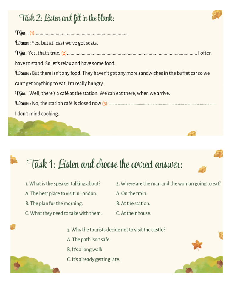 Worksheet (Listening) | PDF