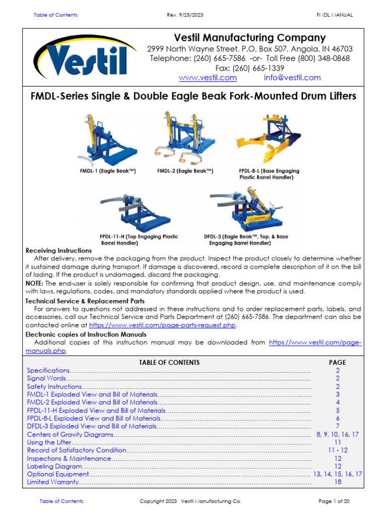 FPDL, Manual | PDF | Forklift | Elevator
