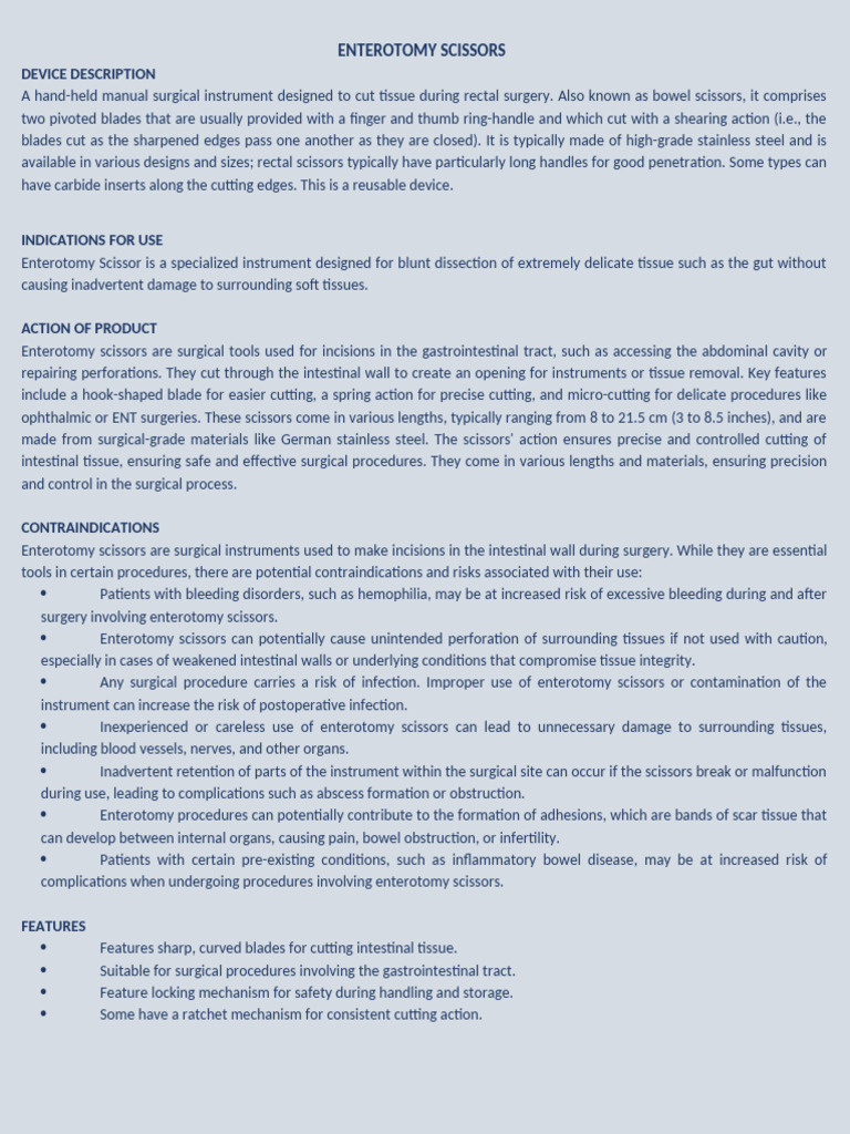 IFU-ENTEROTOMY SCISSORS | PDF | Surgery | Sterilization (Microbiology)