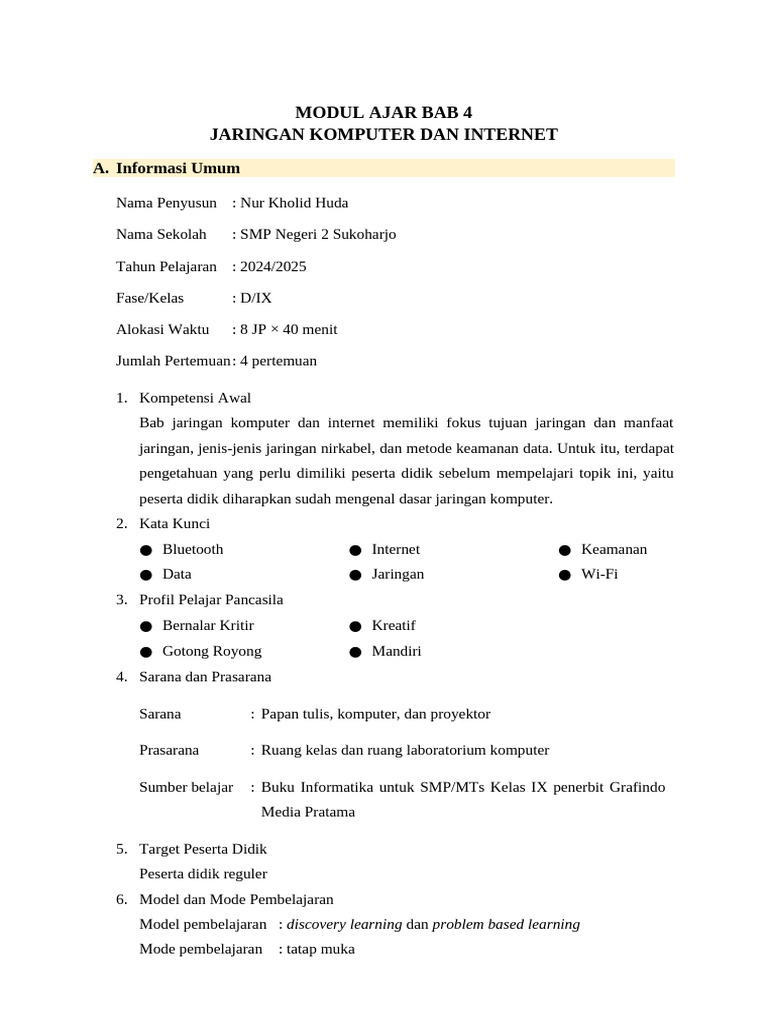 Modul Ajar Bab 4 - 2451300012 | PDF