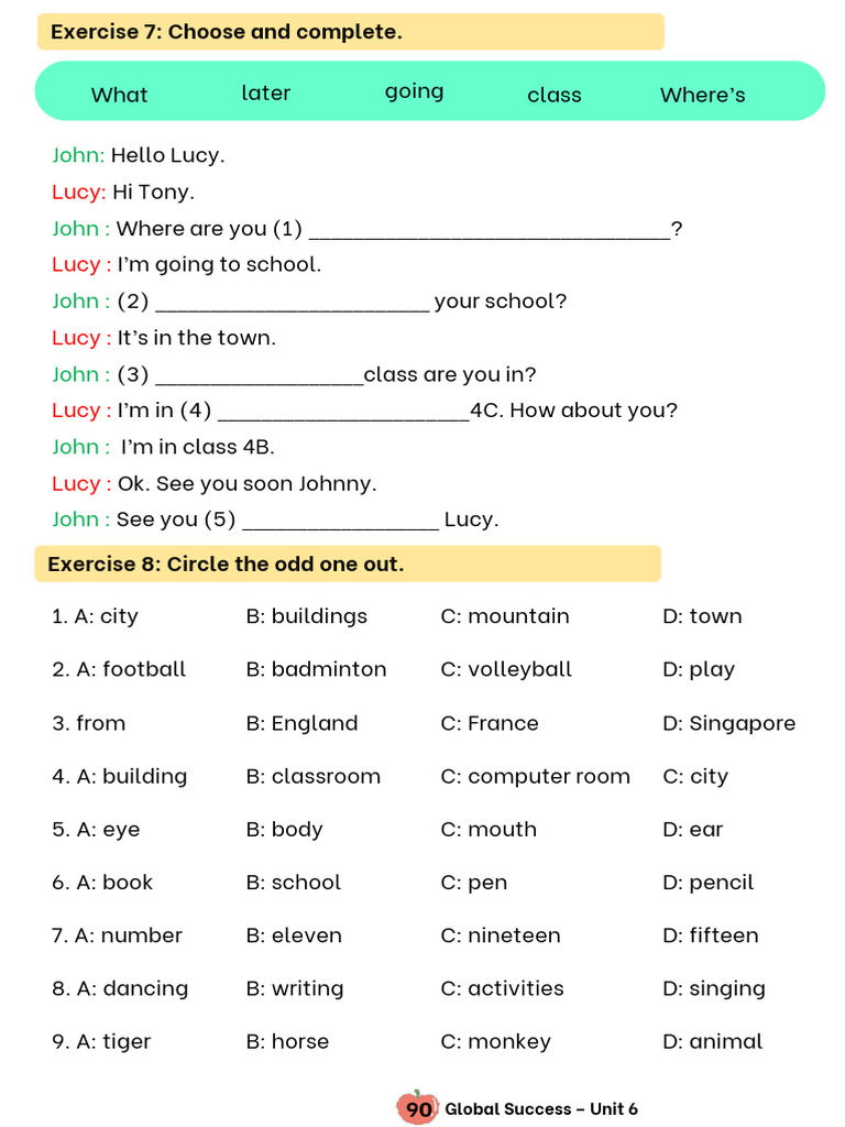Global Success Unit 6 Exercises | PDF