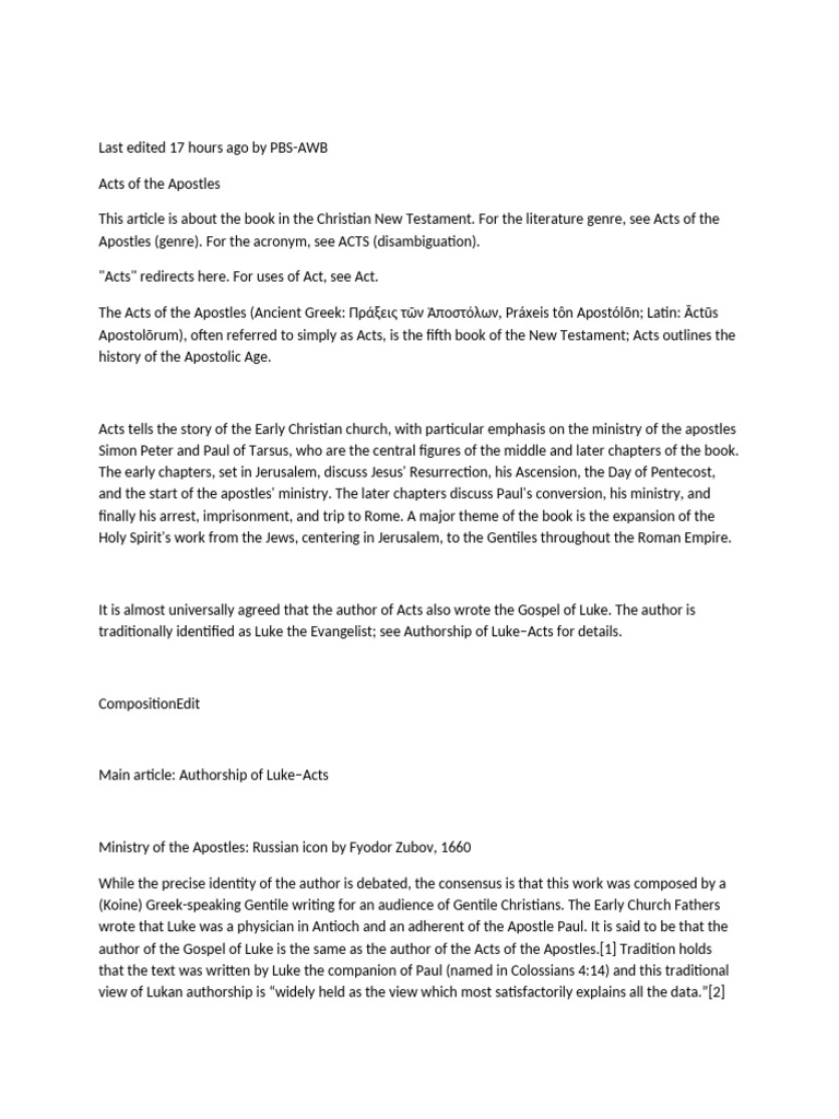 Act | PDF | Acts Of The Apostles | Paul The Apostle
