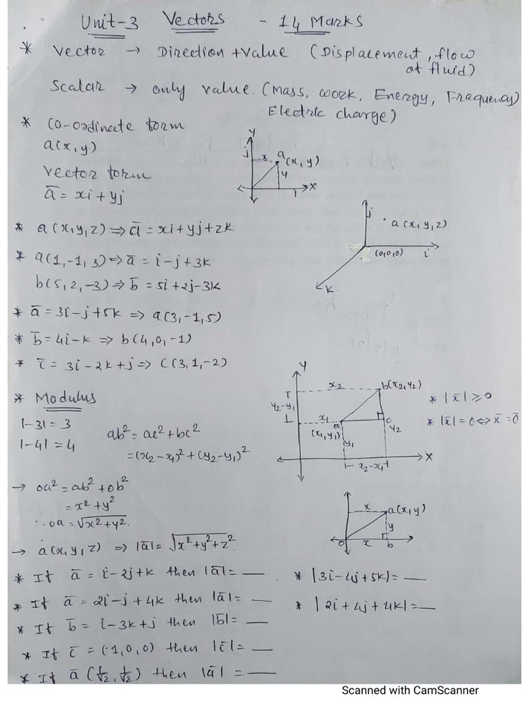 Unit-3 Vectors 14 Marks | PDF