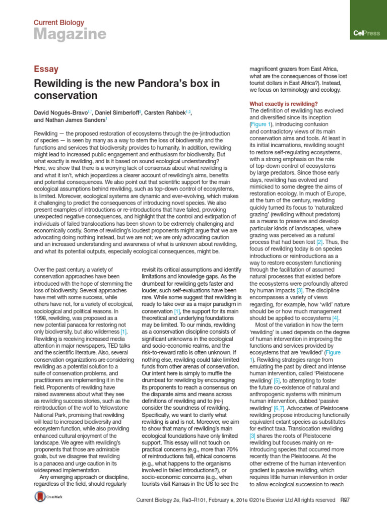 Rewilding Is The New Pandora's Box in Conservation | PDF | Conservation ...