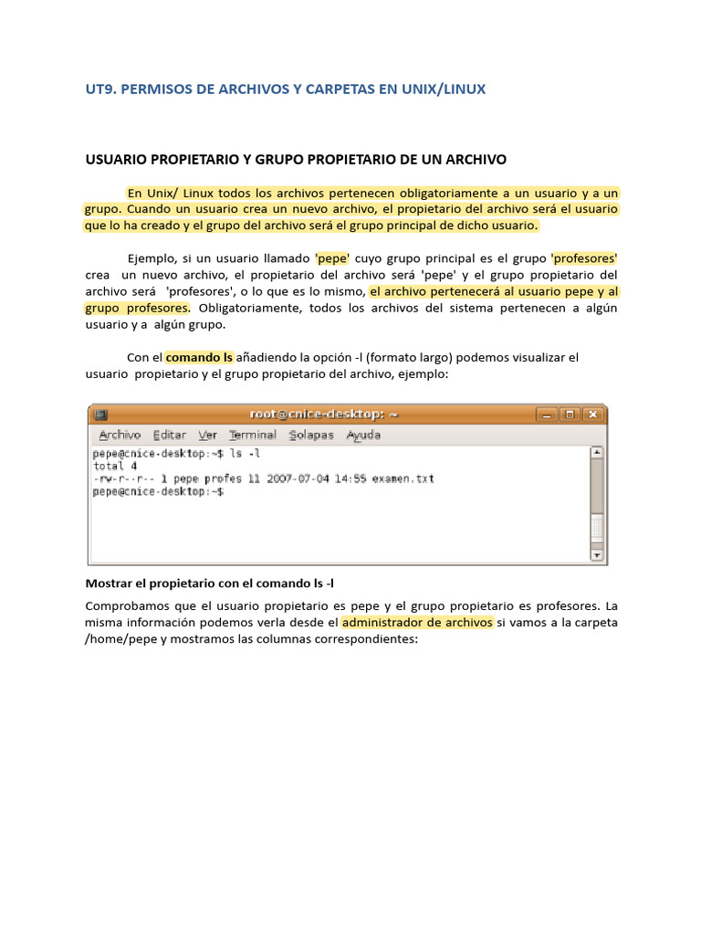 Permisos de Archivos en Unix/Linux | PDF | Archivo de computadora ...