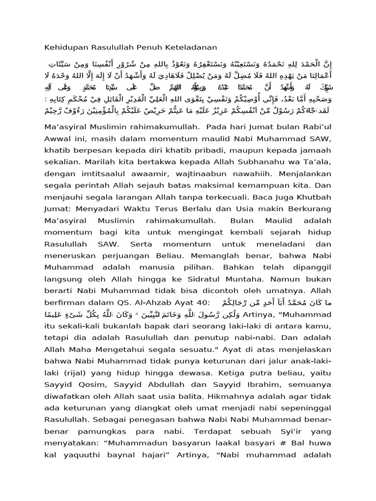 Keteladanan Hidup Rasulullah SAW | PDF | Agama & Spiritualitas