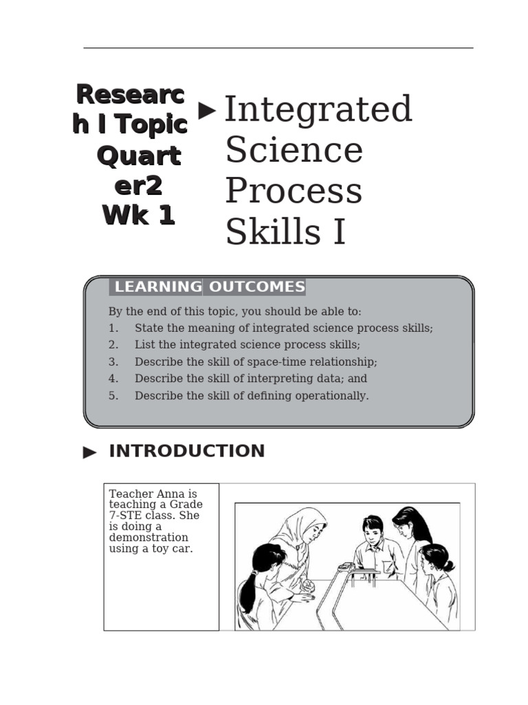 Learning Module in Integrated Science Process Skills I - ResearchI Q2W1 ...