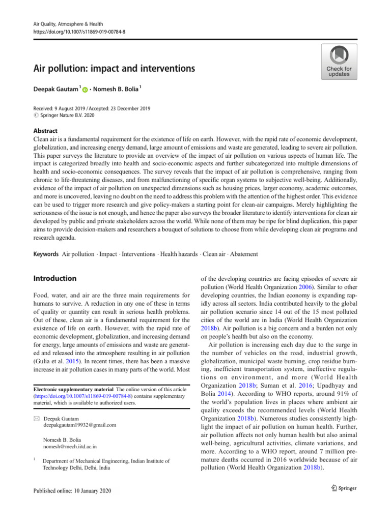 Air Pollution: Health & Economic Impact | PDF | Air Pollution ...