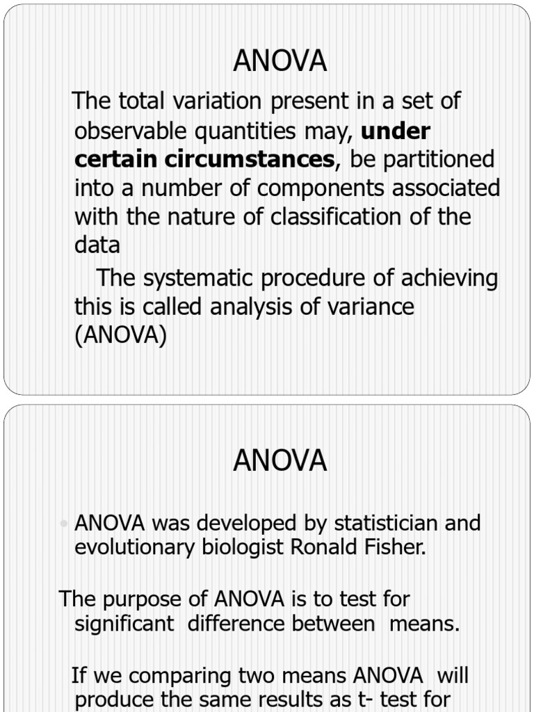 ANOVA for Statistical Analysis | PDF | Analysis Of Variance ...