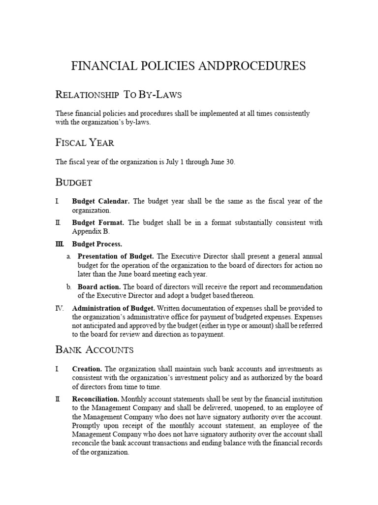 Financial Policies and Procedures Guide | PDF | Audit Committee | Cheque