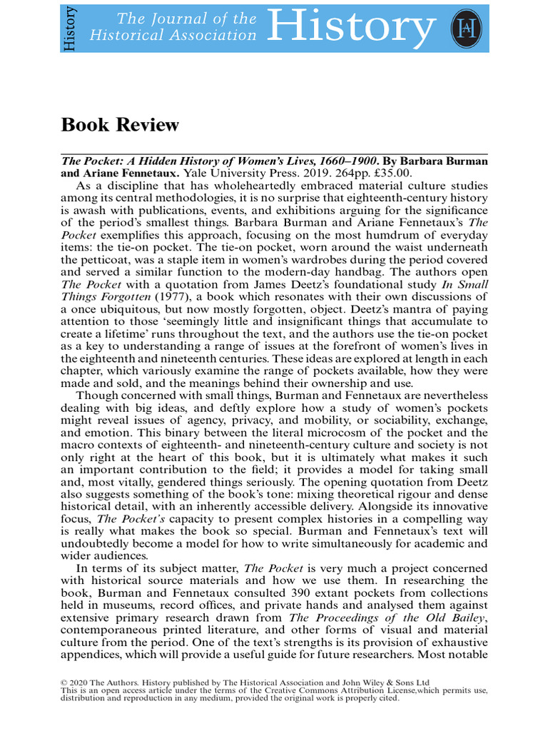The Pocket A Hidden History of Womens Lives 1660 PDF Liberal Arts