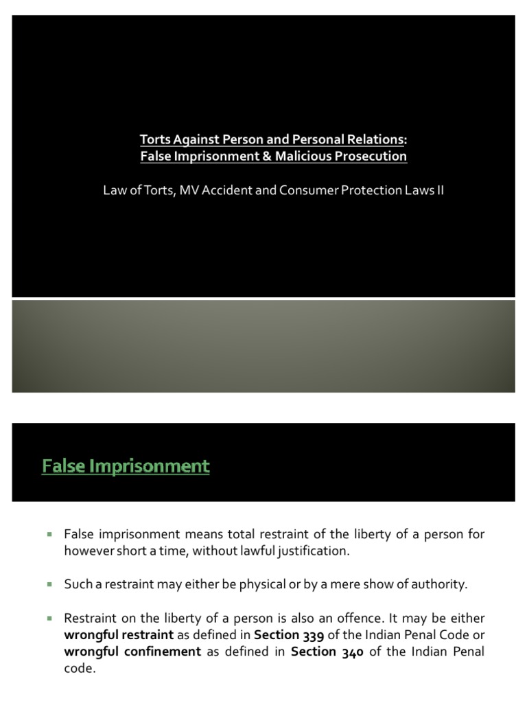 False Imprisonment and Malicious Prosecution | Malicious Prosecution