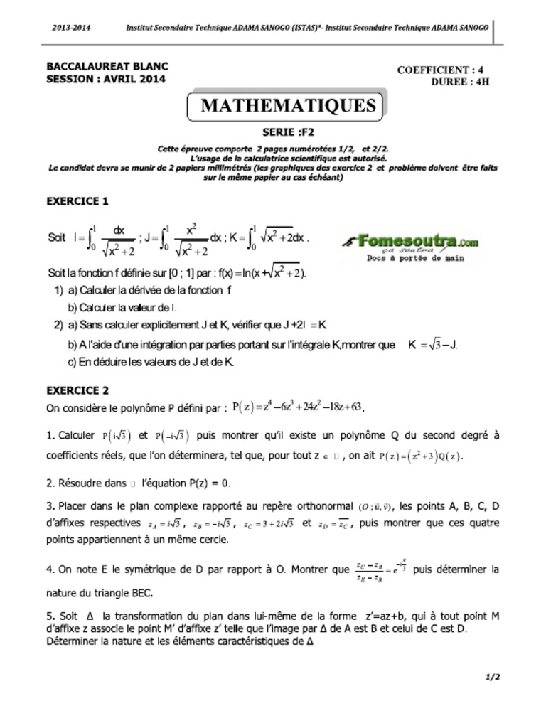 Bac Maths F2 | PDF