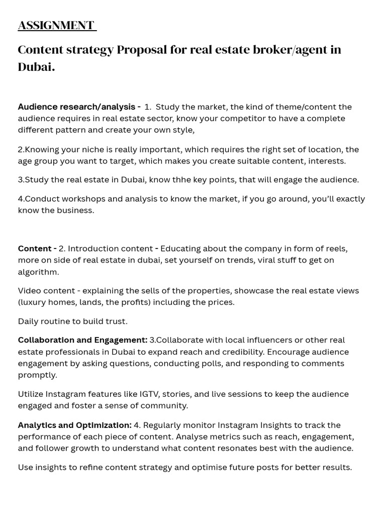 Dubai Real Estate Content Strategy Guide | PDF | Business