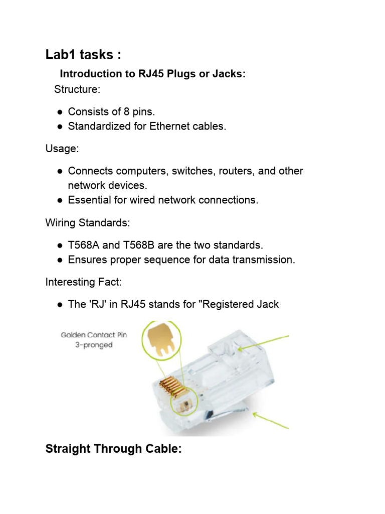 RJ45 Plugs and Ethernet Cable Types | PDF | Science & Mathematics ...