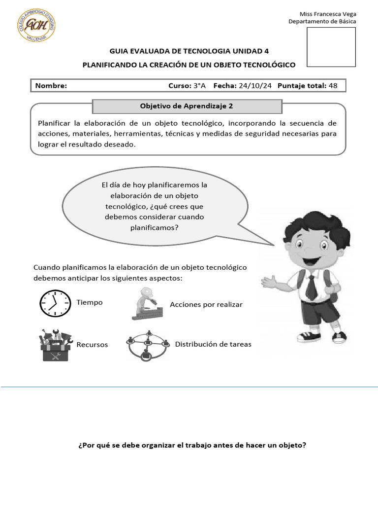 Guia Evaluada 2 Tecnologia 3 Basico A | PDF | Aprendizaje