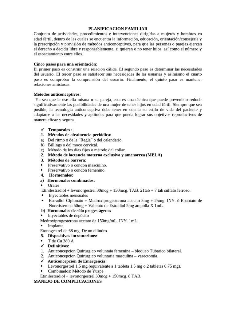 Planificacion Familiar | PDF | Control de la natalidad | Reproducción ...