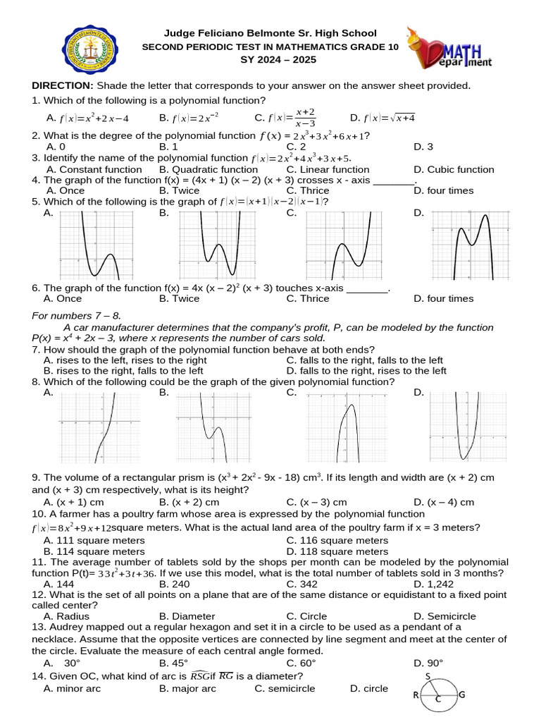 Math 10_Second PT | PDF | Circle | Tangent